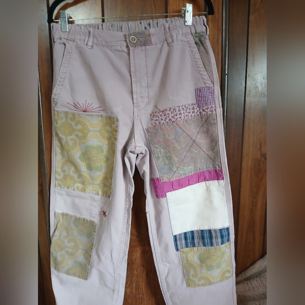 Pilcro Roamer Patchwork Pants with Multicolor Des… - image 2